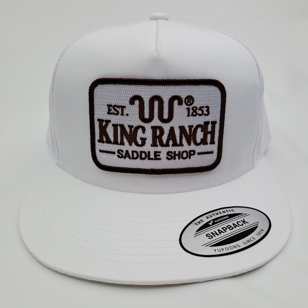 White Yupoong Flat Bill Mesh Back KING RANCH Patch Snapback Hat